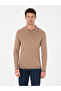 Camel Slim Fit Cotton Blend Polo Collar Knitwear Sweater 50318712-Vr015