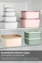 Set of 20 Striped Square Storage Containers - Microwave Safe Food Containers 1.35L 0.85L 0.5L 0.3L Gray - 4