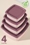Set of 16 Striped Square Storage Containers - Microwave Safe Food Containers 1.35L 0.85L 0.5L 0.3L Pink - 3