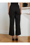 Women Black Jacquard Wide Leg Trousers - 4