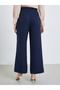 Women Navy Blue Wide Leg Trousers - 4