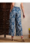 Women Blue Floral Printed Wide Leg Trousers - 5
