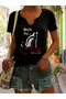 Women's Printed Half V-Neck Sleeves Regular Fit Casual T-Shirt