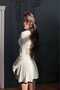 polo neck cable-knit sweater-skirt knit set - 3