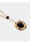 Gold-Tone Pendant Necklace with Black Stone - 3