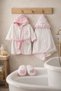 Baby Girl Cute Cat Figured Slippers, Bathrobe and Towel Set, 100% Cotton Fabric, 0-2 Years Old - 3
