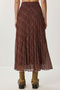 Patterned Pleated Midi Chiffon Skirt Lzv0047 Brown - 4