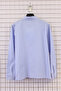 Women's Plus Size Blue White Striped Long Sleeve Buttoned Pocket Oval Cut Shirt - 3