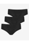 Women's 3-Piece Cotton Slip Panties Plain Black - 4