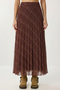 Patterned Pleated Midi Chiffon Skirt Lzv0047 Brown - 3