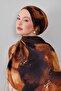 Camel Abstract Pattern Wool Silk Shawl - 3