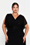 Women's Plus Size Double-Breasted Collar Chiffon Long Evening Dress 7038 Black - 3