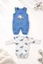 Baby Boy Embroidered Blue 2-Piece Salopet Set with Carriage - 4