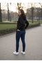 Women's Sweatshirt Culture Printed Detailed Black Long Sleeve Crew Neck Hooded - 2