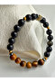 3-Piece Natural Stone Unisex Bracelet Set – Hematite, Tiger's Eye, Citrine & Obsidian – (18–19 cm) - 8