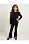 Girl's Corded Fabric Stoned Transitional Stylish 2-Piece Set L 4-12 Years Old Stoned Flared L Tights and Blouse