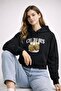 Women's Oversized Hooded Sweatshirt with Cherry Print and Printed Kangaroo Pockets - 2