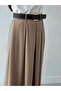 Pleated High Waist Belted Long Skirt - 4