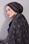 Gray Round Patterned Wool Silk Shawl - 4