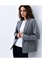 Houndstooth Patterned Blazer Jacket Navy Blue - 2