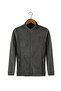 Men's Anthracite Bato Collar Full Zipper Double Pocket Fleece Sweatshirt