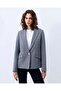Houndstooth Patterned Blazer Jacket Navy Blue