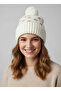 Recien Women's White Soft Textured Polka Dot Pompom Knitted Beanie - Fo2829