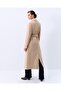 Button Detailed Double Breasted Coat Stone - 3