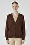 Brown Button Detailed Women's Cardigan