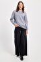 Women's Oversized Wide Cut 100% Cotton 2 Thread Crew Neck Light Gray Sweatshirt - 2