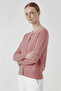 Dusty Rose Crew Neck Buttoned Women's Cardigan