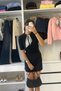 Flar Collar Short Sleeve Knitwear Sweater - Black Black - 3