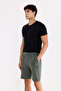 Mercerized Textured Fabric, Elastic Waist, Side Pockets, Back Single Pocket, Comfortable Fit Near Knee Length Sports Shorts - 7