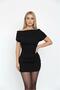 Women's Long Sleeve Black Madonna Collar Modal Fabric Mini Dress