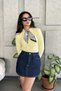 Flar Collar Long Sleeve Knitwear Sweater - Yellow Yellow - 2
