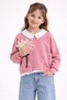 Pink Floral Detailed Badili Shirt Girl's 3-Piece Top and Bottom Set 23530 - 3