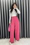Double Pleated Palazzo Fabric Wide Leg Trousers - Fuchsia Fuchsia