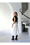 Linen Skirt with Cut-Out Hem and Front Slit - 2