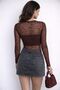 Transparent Flok Printed Elegant Tulle Blouse - 7
