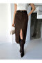 Linen Skirt with Cut-Out Hem and Front Slit - 4