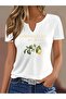 Women's Limoncello Printed Half V-Neck Sleeves Regular Fit Comfortable T-Shirt