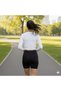 White Crew Neck Crop Fit Cotton Finger Detailed Crop Length Sports Tshirt Hzlrbnbisdet30Stshirt - 4