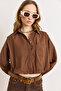 Women's Brown Lined Jumpsuit with Pleated Back Crop Shirt Gml-19001419