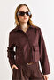 Women's Bitter Brown Pocket Detailed Unlined Suede Jacket Ckt-19000508 - 3