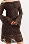 Women's Bitter Brown Lined Flexible Mini Lace Dress Elb-19002588 - 6