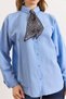 Women's Blue Scarf Detailed Comfortable Fit Shirt Gml-19001421 - 3