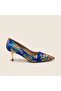 Valley Ethnic Pattern Closed-Back Short Heeled Shoes