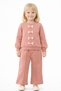 Crew Neck Bowknot Detailed Dusty Rose Color Girls' Tracksuit Set