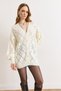 Women's White Embroidery Detailed Long Knit Cardigan Hrk-19000465 - 4
