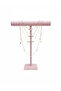 Suede Covered Pink Color Long 50/40 cm Necklace - Prayer Bead Display Stand